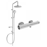 MEXEN Carl Shower Column Including Kai Shower Thermostatic Mixer, Silver (77100240-00) - Shower Set