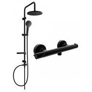 MEXEN Erik Shower Column Including Slim Shower Thermostatic Faucet, Black (77105205-70) - Shower Set