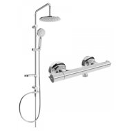 MEXEN Carl Shower Column Including Slim Shower Thermostatic Mixer, Silver (77105240-00) - Shower Set