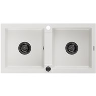 MEXEN Mario granite double sink 820 × 436 mm, white - Granite Sink