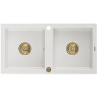 MEXEN Mario granite double sink 820 × 436 mm, white II - Granite Sink