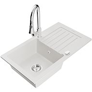 MEXEN Pablo granite sink with mixer Elia, white - Granite Sink