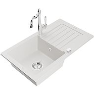 MEXEN Pablo granite sink with mixer Carla, white - Granite Sink