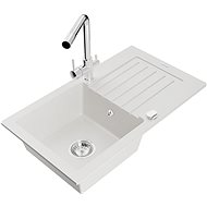 MEXEN Pablo granite sink with mixer Duero, white - Granite Sink