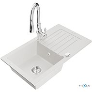 MEXEN Pablo granite sink with mixer Savita, white - Granite Sink
