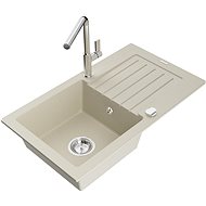 MEXEN Pablo granite sink with mixer Flora, beige - Granite Sink