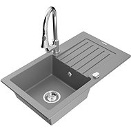 MEXEN Pablo granite sink with mixer Elia, grey - Granite Sink