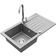 MEXEN Pablo granite sink with mixer Telma, grey - Granite Sink