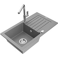 MEXEN Pablo granite sink with mixer Flora, grey - Granite Sink