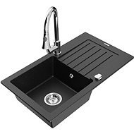 MEXEN Pablo granite sink with mixer Elia, black/silver - Granite Sink