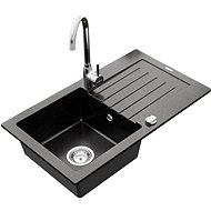 MEXEN Pablo granite sink with mixer Telma, black/silver - Granite Sink