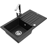 MEXEN Pablo granite sink with mixer Rita, black/silver metallic - Granite Sink