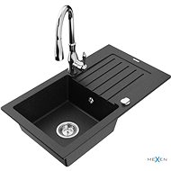 MEXEN Pablo granite sink with mixer Savita, black/silver - Granite Sink
