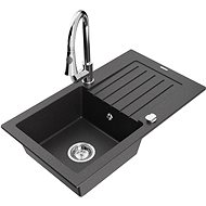 MEXEN Pablo granite sink with mixer Elia, black sprinkled - Granite Sink