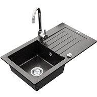 MEXEN Pablo granite sink with mixer Telma, black - Granite Sink