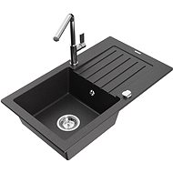 MEXEN Pablo granite sink with mixer Flora, black sprinkled - Granite Sink