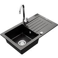 MEXEN Pablo granite sink with mixer Telma, black II - Granite Sink