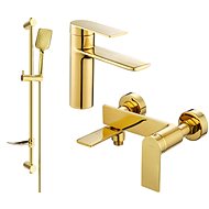 MEXEN Zero SET basin + bath mixer with accessories DF62, gold 71103DF62-50 - Tap