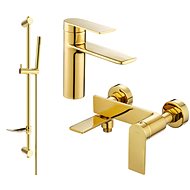 MEXEN Zero SET basin + bath mixer with accessories DF70, gold 71103DF70-50 - Tap