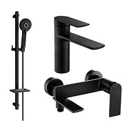 MEXEN Zero SET basin + bath mixer with accessories DQ40, black 71103DQ40-70 - Tap