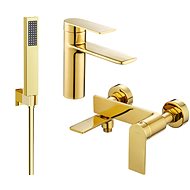 MEXEN Zero SET basin + bath mixer with accessories R02, gold 71103R02-50 - Tap
