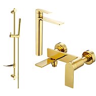 MEXEN Zero SET basin + bath mixer with accessories DF70, gold 7113DF70-50 - Tap