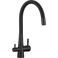 Laveo Riveco basin mixer with flexible arm,, connection to water filter, black (BRI_B68D) - Tap