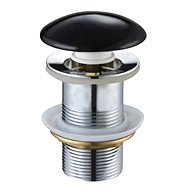 MEXEN Handle-latch stopper without overflow round ceramic, glossy black - Sink Waste Outlet