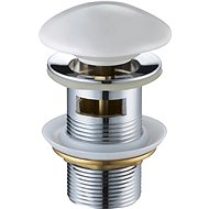 MEXEN Knob-stopper with overflow round ceramic, white - Sink Waste Outlet