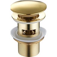 MEXEN Crank-stopper with overflow, round, gold - Sink Waste Outlet