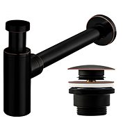 REA Washbasin trap with click-clack outlet, black with stripe - Siphon