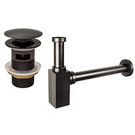 MEXEN Washbasin trap with click-clack outlet with overflow, graphite - Siphon