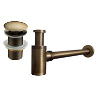 MEXEN Washbasin trap with click-clack spout without overflow, antique bronze - Siphon