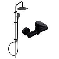 MEXEN Tord Shower Column Including Kama Shower Faucet, Black ( 72540200-70 ) - Shower Set