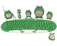 The Frog Family - Frog Set 5 in 1 zelený (green) - klávesnice ENG, myš, repro, webkamera, rádio, PS/ - Klávesnice