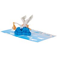 3D Card Flying Stork - Greeting Card