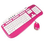 Saitek  Multimedia Keyboard a optická myš růžová - Set klávesnice a myši