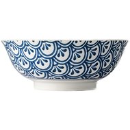 Made In Japan 3 Petal Crest Indigo Ikat Large Bowl 20cm 0.8l - Bowl