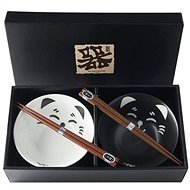Made In JapanSet of Cat Face Design bowls with chopsticks 400 ml 2 pcs - Bowl Set