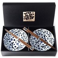 Made In Japan Blue Dragonfly Bowl Set with Chopsticks 400ml 2pcs - Bowl Set