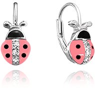 MINET Children's silver earrings Pink ladybugs inlaid with cubic zirconia (Ag 925/1000, 2,05 g) - Earrings