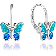 MINET Sparkling children's silver earrings Butterflies with blue opal (Ag 925/1000, 1,9 g) - Earrings