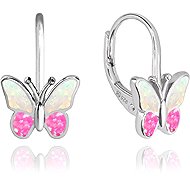 MINET Sparkling children's silver earrings Butterflies with pink opal (Ag 925/1000, 1,85 g) - Earrings