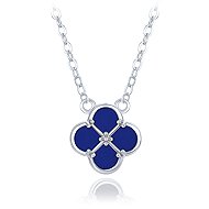 MINET Silver Four-Leaf Clover Necklace with Lapis (Ag 925/1000, 2.55g) - Necklace