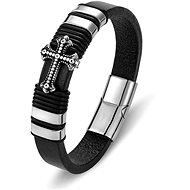 Leather bracelet - cross BXG6037 - 21,5cm - Bracelet