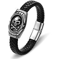 Leather bracelet - skull BXG6081 - 21,5cm - Bracelet