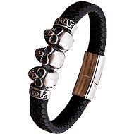 Leather bracelet - skulls BXG6093 - 21,5cm - Bracelet
