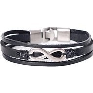 Leather bracelet - infinity black SLPG1588 - 18cm - Bracelet