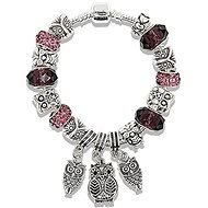 Bracelet in A´la Pandora style - purple Owl-1 - 20cm - Bracelet