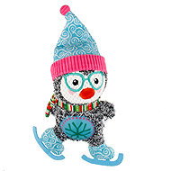 MISOKO & CO Plush Christmas squeaky penguin on skis 29 × 19 × 10 cm - Dog Toy